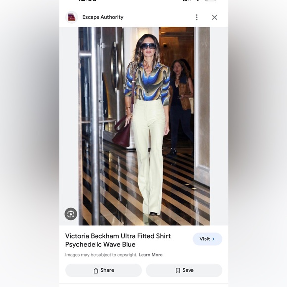 VICTORIA BECKHAM ULTRA FITTED SHIRT PSYCHEDELIC WAVE BLUE - Picture 6 of 9